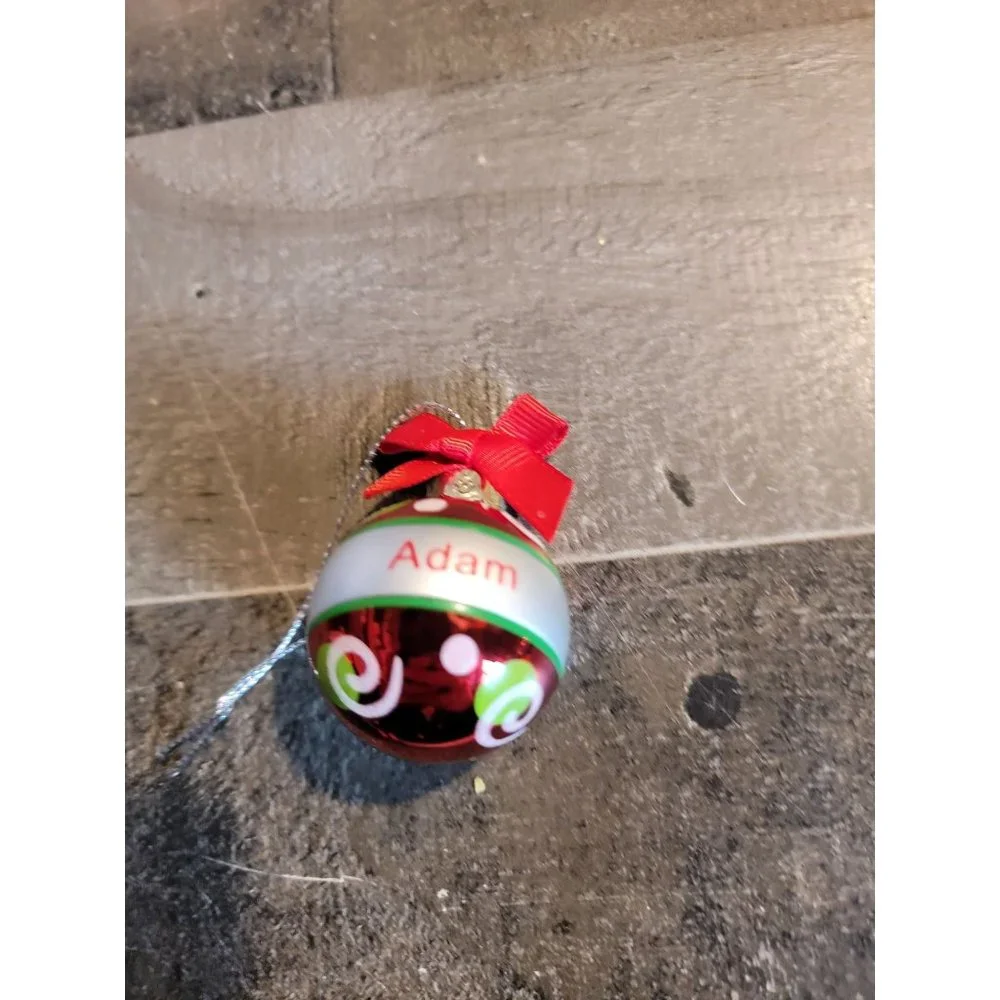 Mini ball glass tree glitter Adam‎ ornament xmas bow red